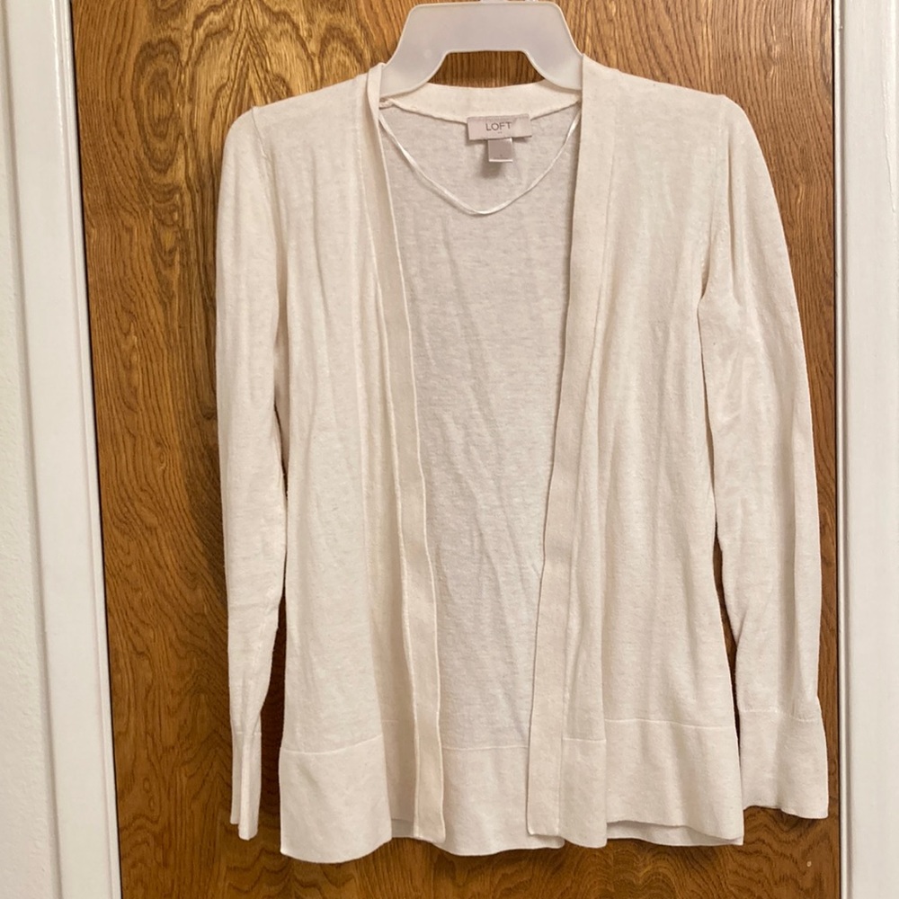 LOFT open cardigan, white, size small. Excellent condition.